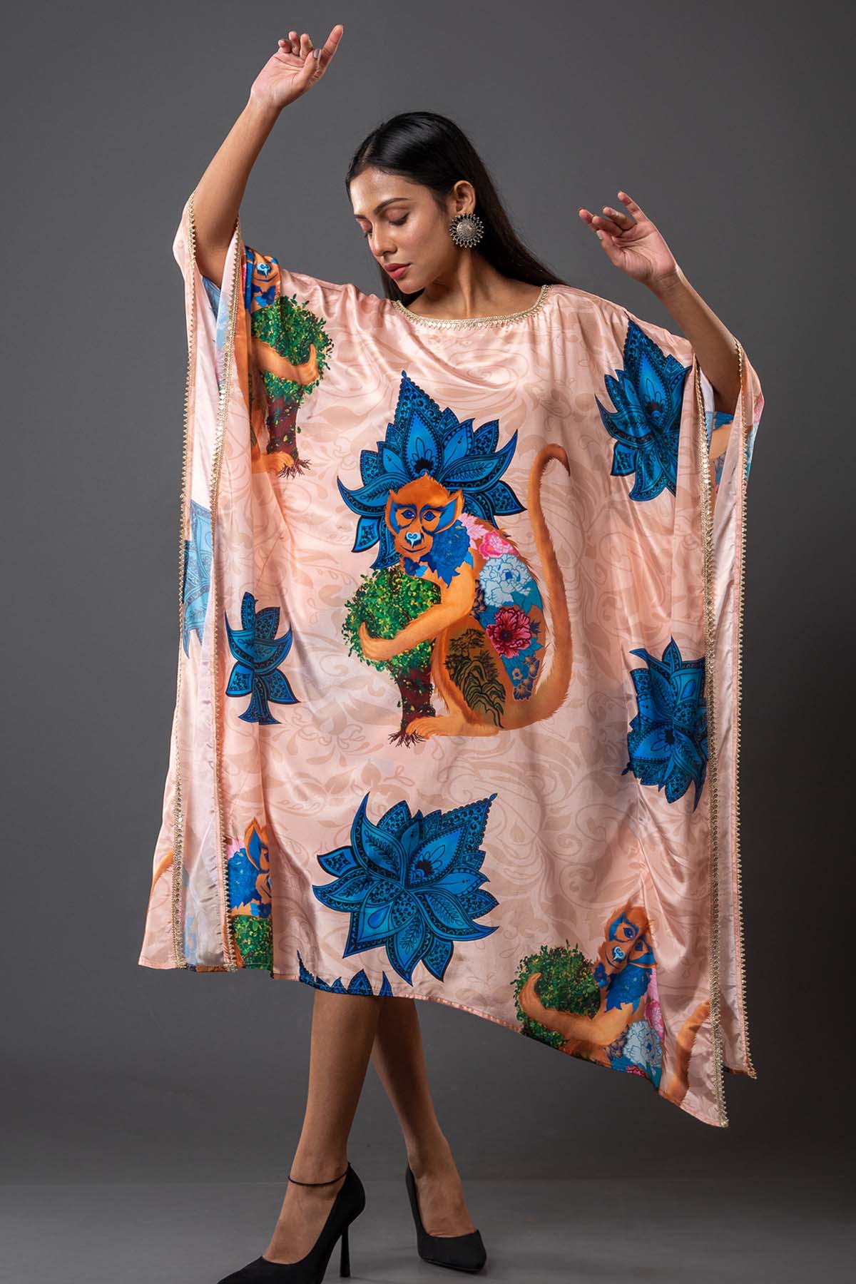 Buy Peach Oversized Kaftan Dress Online